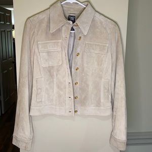Suede WORTH jacket size 6.  Gold toned buttons